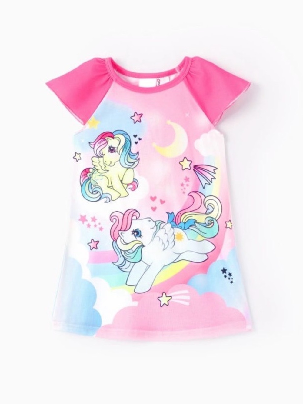Little Pony Girl 1pc Character Rainbow Pattern Ruffled Sleeves Pajama Dress - Picture 5 of 10